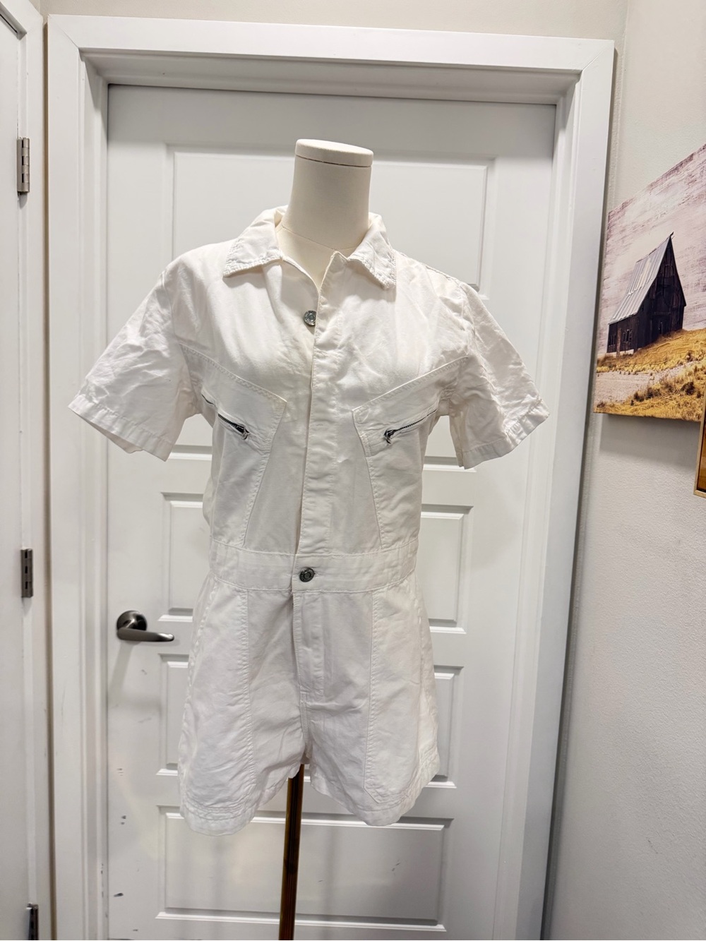 Zara White Short Sleeve Utility Romper NWT - Picture 2 of 8